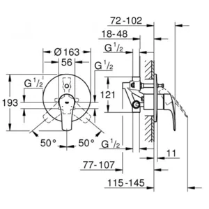 אינטרפוץ 4 דרך קומפלט יורוסמארט EUROSMART זהב מט GROHE - גרואה 33305002GM GROHE גרואה