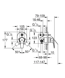 אינטרפוץ 4 דרך באופלואו BAUFLOW כרום GROHE - גרואה 29045000 GROHE גרואה