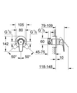 אינטרפוץ 3 דרך באופלואו BAUFLOW כרום GROHE - גרואה 29046000 GROHE גרואה