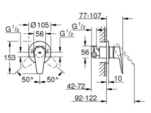 אינטרפוץ 3 דרך באואדג' BAUEDGE כרום GROHE - גרואה 29040001 GROHE גרואה