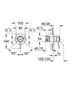 אינטרפוץ 3 דרך באו קלאסיק BAUCLASSIC כרום GROHE - גרואה 29048000 GROHE גרואה