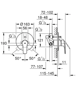 איטרפוץ 4 דרך קומפלט יורוסמארט EUROSMART כרום GROHE - גרואה 33305003 GROHE גרואה
