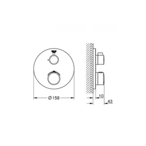 כיסוי חיצוני לאינטרפוץ תרמוסטטי 3 דרך כרום GROHE - גרואה 24075000 GROHE גרואה