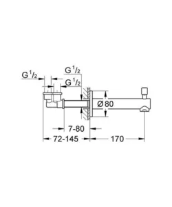 פיית מילוי 170 מ"מ שני מצבים כרום GROHE - גרואה 13281001 GROHE גרואה