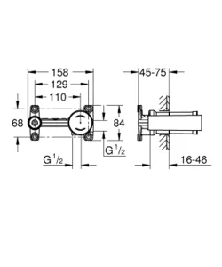 גוף פנימי לפיה ופיית מילוי מהקיר GROHE - גרואה 23571000 GROHE גרואה
