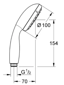 מזלף שני מצבים כרום 100 מ"מ GROHE - גרואה 26161001 GROHE גרואה