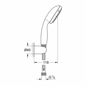 סט כולל צינור מאחז ומזלף שני מצבים כרום GROHE - גרואה 2780310E GROHE גרואה