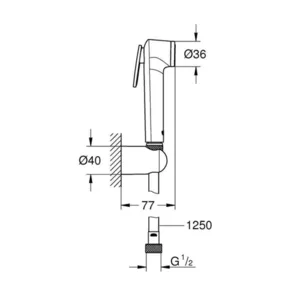 סט שטיפה מזלף צינור ומאחז כרום GROHE - גרואה 26345000 GROHE גרואה