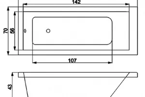 אמבטיה יוקרתית קיוביק 110-170/70 ס"מ MTI-CUBIC