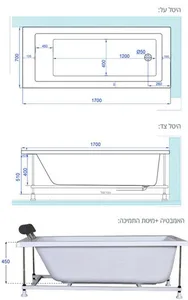 אמבטיה יוקרתית 170/70 ס"מ דגם MTI62