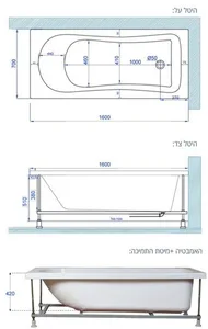 אמבטיה יוקרתית 160/70 ס"מ דגם MTI92