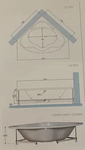 אמבטיה יוקרתית 145/145 ס"מ דגם MTI40
