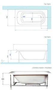 אמבטיה יוקרתית 140/70 ס"מ דגם MTI114