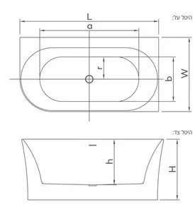 אמבטיה יוקרתית 170/78/60 ס"מ דגם MTI442