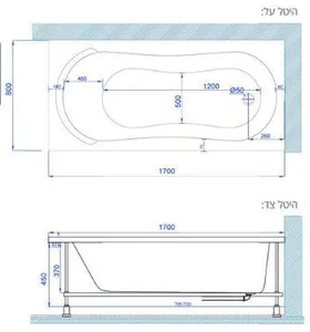 אמבטיה יוקרתית 170/80 ס"מ דגם MTI85