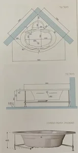 אמבטיה יוקרתית 130/130 ס"מ דגם MTI57