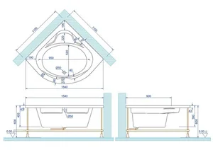 אמבטיה יוקרתית 110/110 ס"מ דגם MTI31