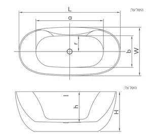 אמבטיה יוקרתית 170/78/60 ס"מ דגם MTI440