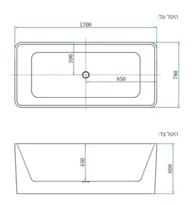 אמבטיה יוקרתית 170/78/60 ס"מ דגם MTI471