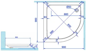 אגנית אקרילית קלאסית 90*90 ס"מ MTI200