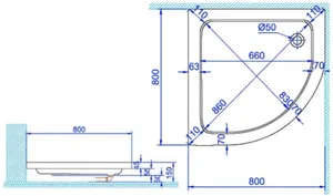 אגנית אקרילית קלאסית 80*80 ס"מ MTI202