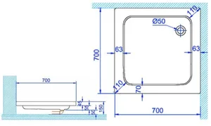 אגנית אקרילית קלאסית 70*70 ס"מ MTI206