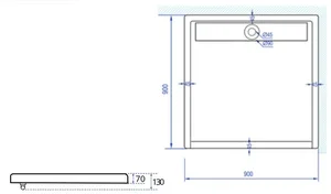 אגנית אקרילית עם תעלת ניקוז 90*90 ס"מ MTI228