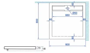 אגנית אקרילית עם תעלת ניקוז 80*80 ס"מ MTI227
