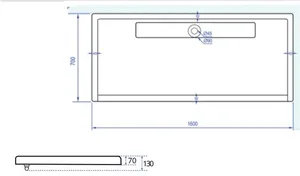 אגנית אקרילית עם תעלת ניקוז 160*70 ס"מ MTI273