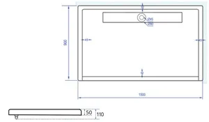 אגנית אקרילית עם תעלת ניקוז 150*90 ס"מ MTI253