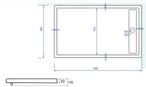 אגנית אקרילית עם תעלת ניקוז 150*90 ס"מ MTI250