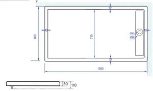 אגנית אקרילית עם תעלת ניקוז 150*80 ס"מ MTI290