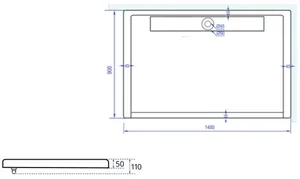 אגנית אקרילית עם תעלת ניקוז 140*90 ס"מ MTI242