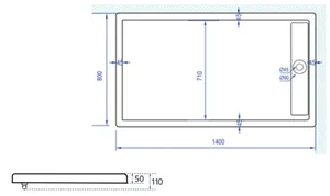 אגנית אקרילית עם תעלת ניקוז 140*80 ס"מ MTI288