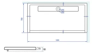 אגנית אקרילית עם תעלת ניקוז 140*70 ס"מ MTI269