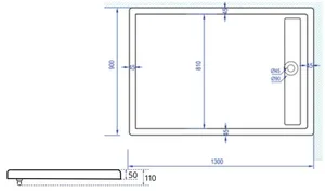 אגנית אקרילית עם תעלת ניקוז 130*90 ס"מ MTI249