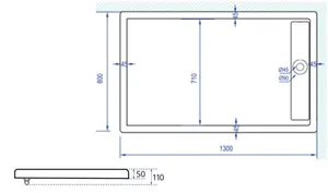 אגנית אקרילית עם תעלת ניקוז 130*80 ס"מ MTI286