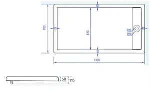 אגנית אקרילית עם תעלת ניקוז 130*70 ס"מ MTI266