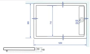 אגנית אקרילית עם תעלת ניקוז 120*80 ס"מ MTI284