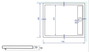 אגנית אקרילית עם תעלת ניקוז 110*90 ס"מ MTI248