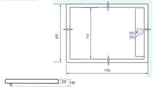 אגנית אקרילית עם תעלת ניקוז 110*80 ס"מ MTI282