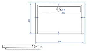 אגנית אקרילית עם תעלת ניקוז 110*70 ס"מ MTI263