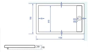 אגנית אקרילית עם תעלת ניקוז 110*70 ס"מ MTI262