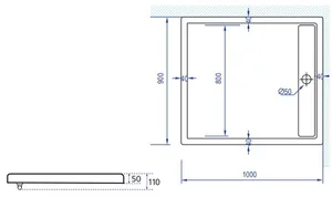 אגנית אקרילית עם תעלת ניקוז 100*90 ס"מ MTI244