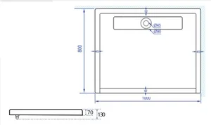 אגנית אקרילית עם תעלת ניקוז 100*80 ס"מ MTI281