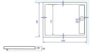 אגנית אקרילית עם תעלת ניקוז 100*80 ס"מ MTI280
