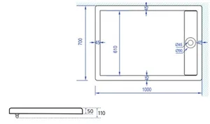 אגנית אקרילית עם תעלת ניקוז 100*70 ס"מ MTI260
