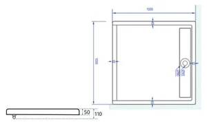 אגנית אקרילית עם תעלת ניקוז 100*100 ס"מ MTI229