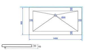 אגנית אקרילית מלאה 80*140 ס"מ MTI214