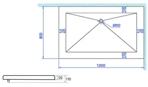 אגנית אקרילית מלאה 80*120 ס"מ MTI213